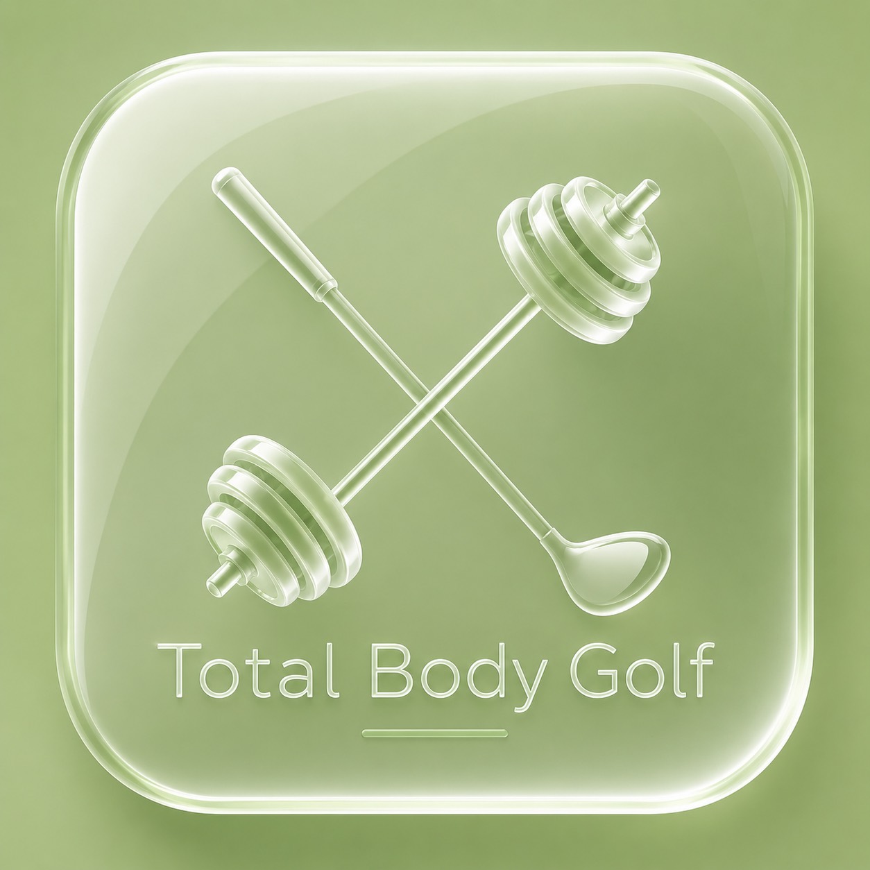 Total Body Golf logo with a crossed golf club and weighted bar